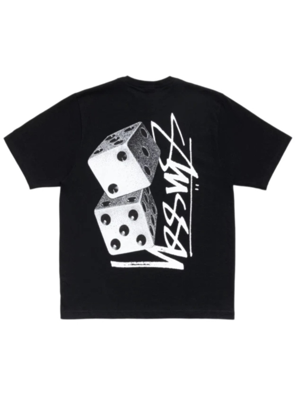 Stussy Tall Dice Tee Black White Graphic Back Print Size S